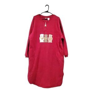 Arizona Jean Company Women's Fleece Red Embroidered Teddy Bears Nightgow…